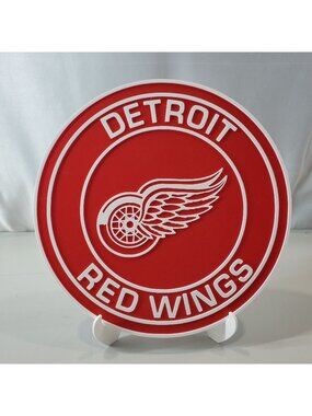 Detroit Red Wings 3D Wall Art Sign With Stand - Red & White Sports Decor For Fan